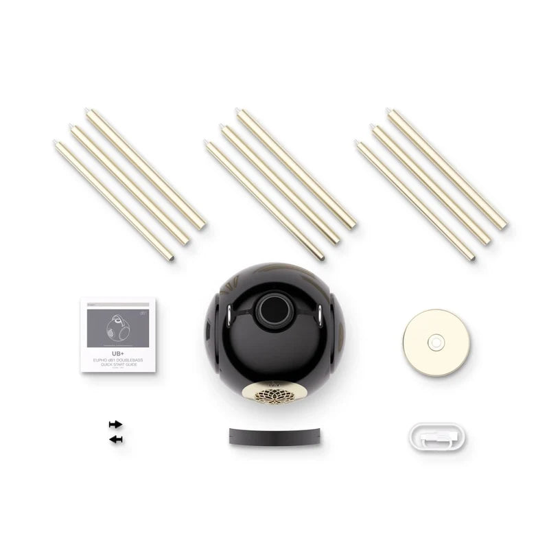Contenu du coffret UB+ dB1 doubleBASS noir avec trépied et accessoires