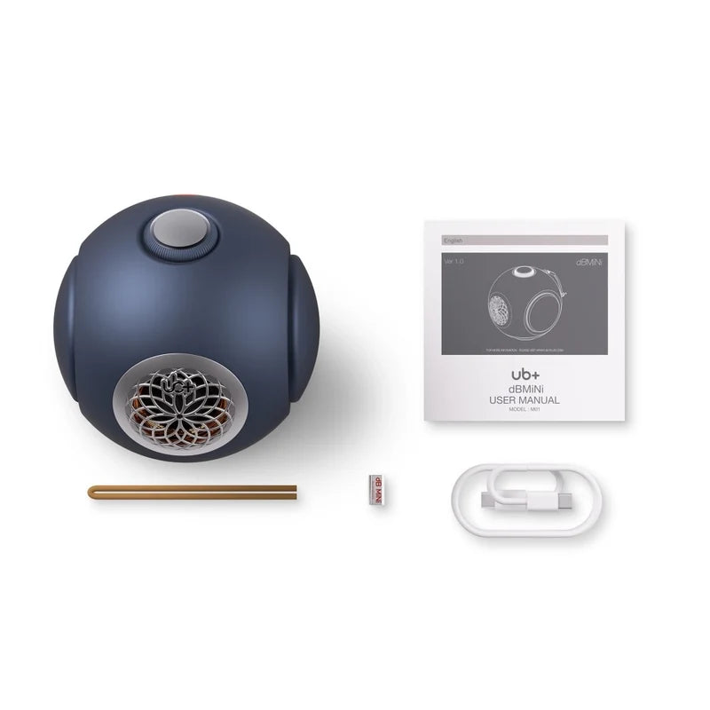 Enceinte UB+ dB mini bleue avec manuel et accessoires