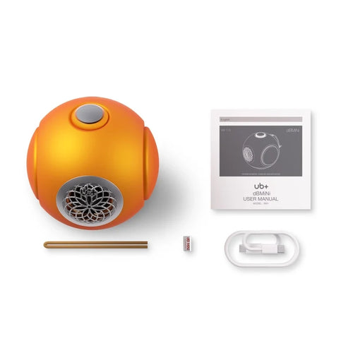 Enceinte Bluetooth UB+ dB mini orange avec manuel et accessoires