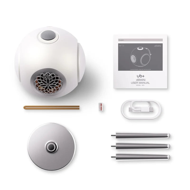 Enceinte UB+ dB mini blanche avec accessoires et petit trépied